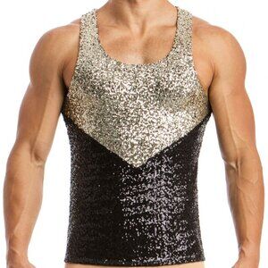 Modus Vivendi Glamour Tank Top Black and Gold Sequins